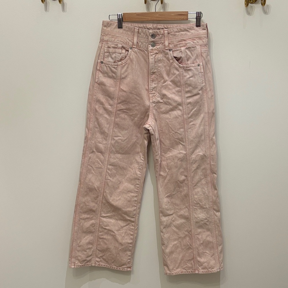 Taylor Cropped High Rise Wide Leg Jeans in Stoned Pink Shell size 29
